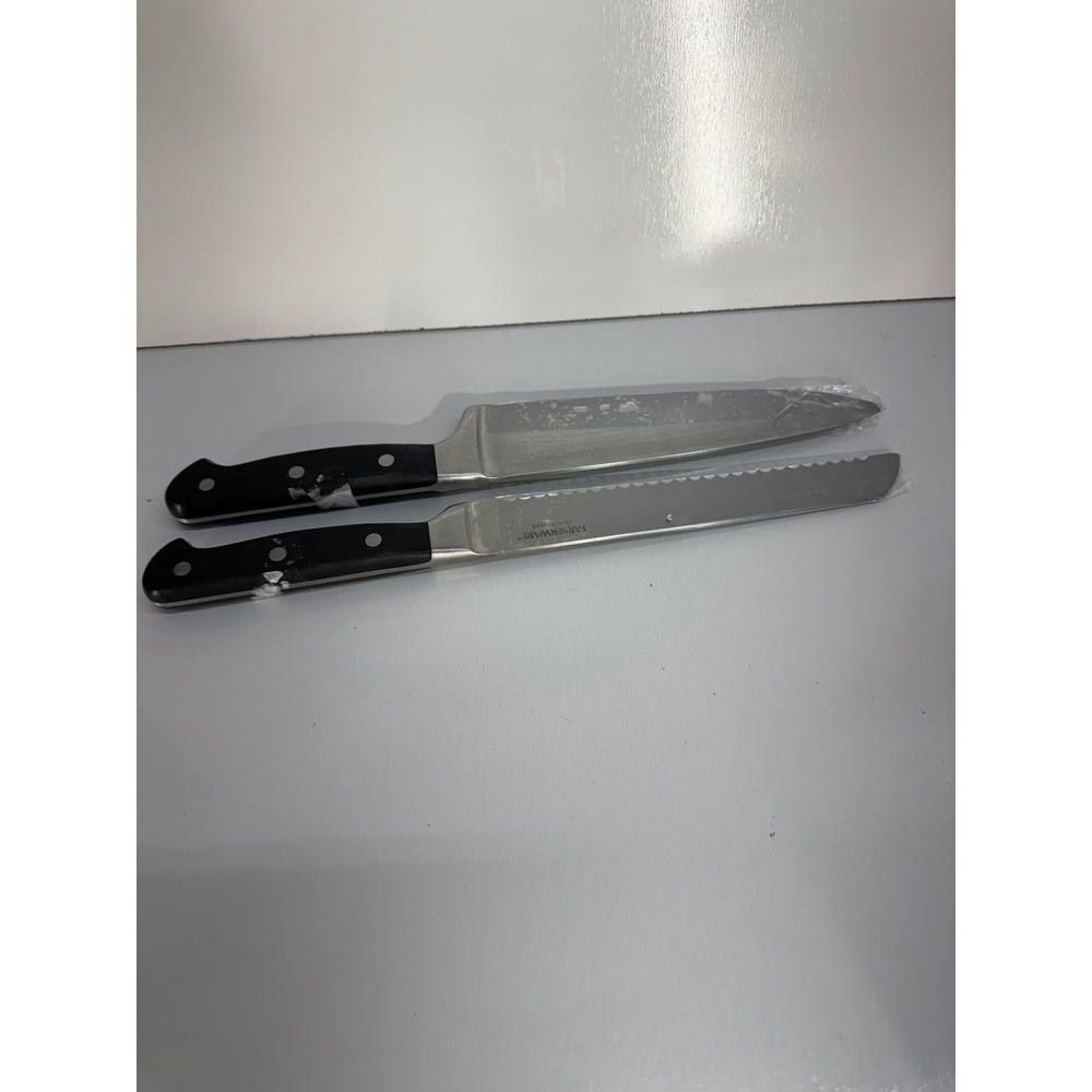 Farberware Classic Forged 8 Inch Chef Knife and Serrated Bread Knife Set Black